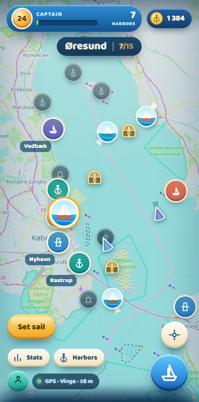 SailorScape overview map with captain progress and harbor discoveries